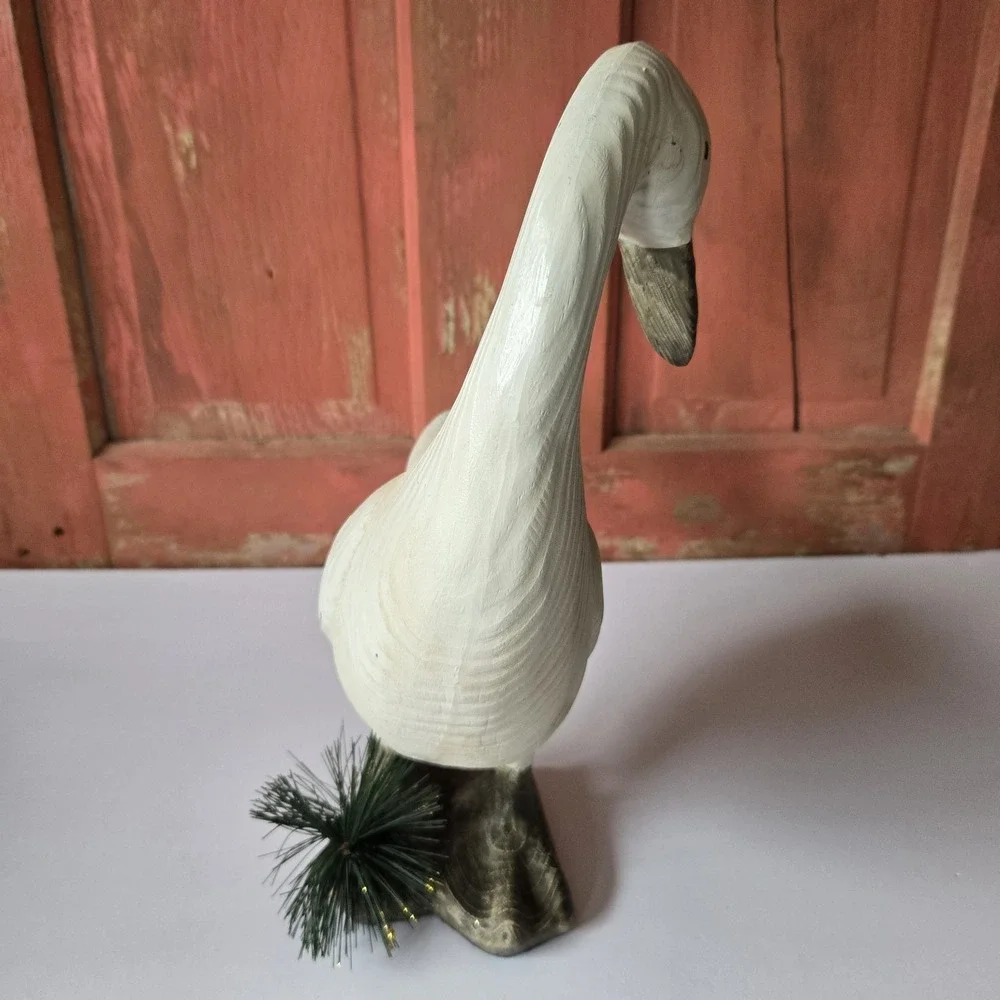 RARE Wood Grain Look Country Duck Goose Resin Farmhouse Cottagecore w/heel broke